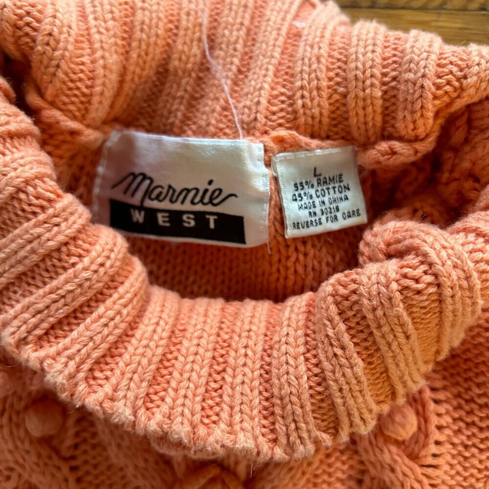 Marnie West Pullover Sweater Womens Size Large Vintage Cable Knit Orange - Picture 4 of 6